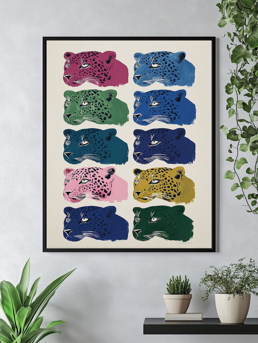 Pop Art Leopard Heads Poster. — room view 4