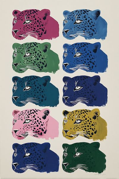 Pop Art Leopard Heads Poster.