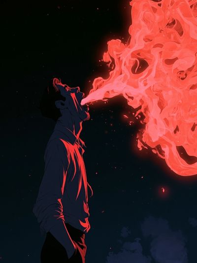 Fire Breath Anime Illustration Poster. poster