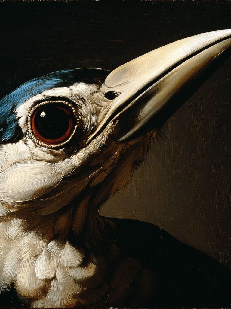 Kingfisher Portrait Illustration Poster. poster detail
