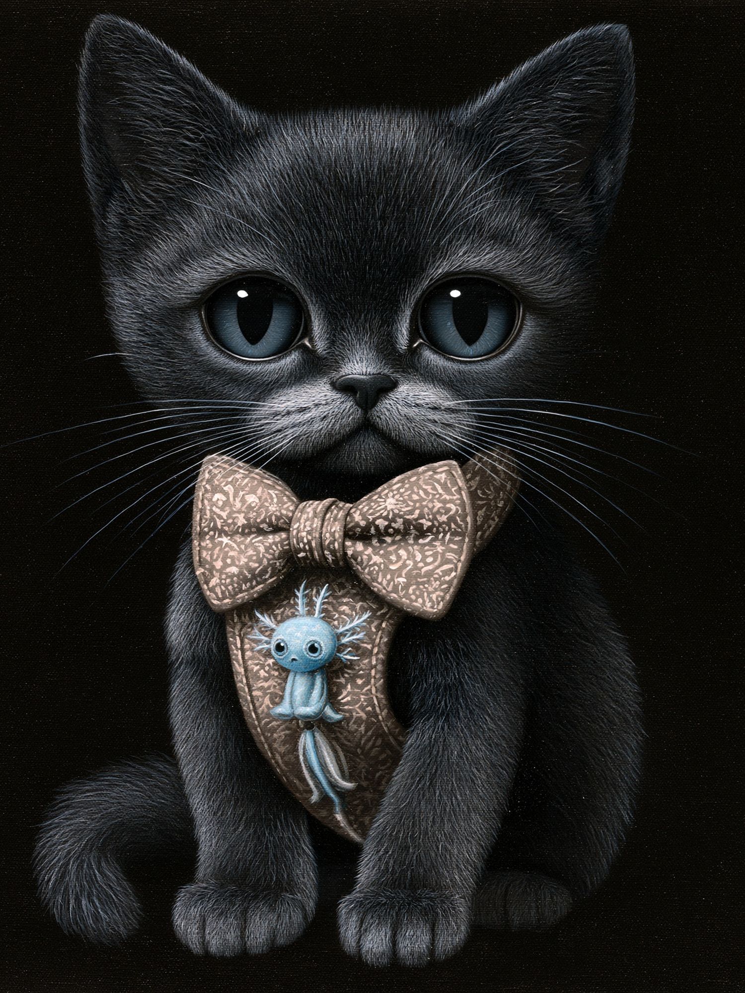 Black Kitten Portrait Illustration Poster. poster — animals art