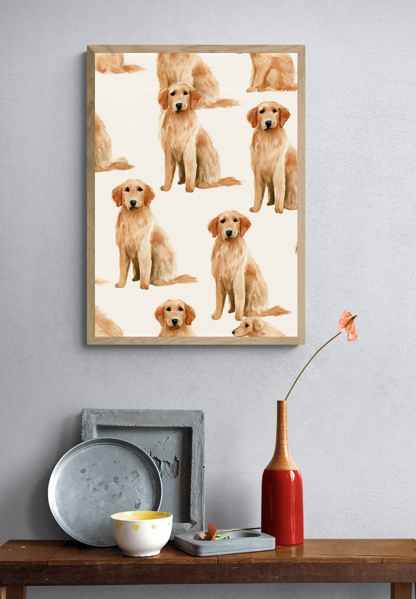 Golden Retriever Watercolor Print. — room view 3
