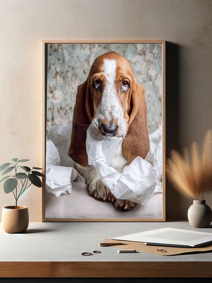 Basset Hound Portrait Photography Poster. — room view 2