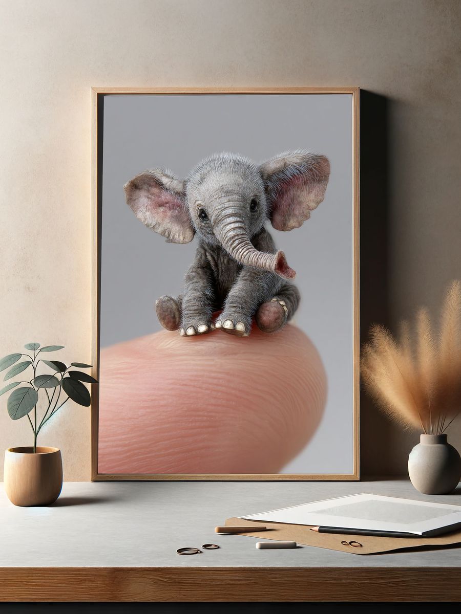 Tiny Elephant Photography Poster. — room view 2
