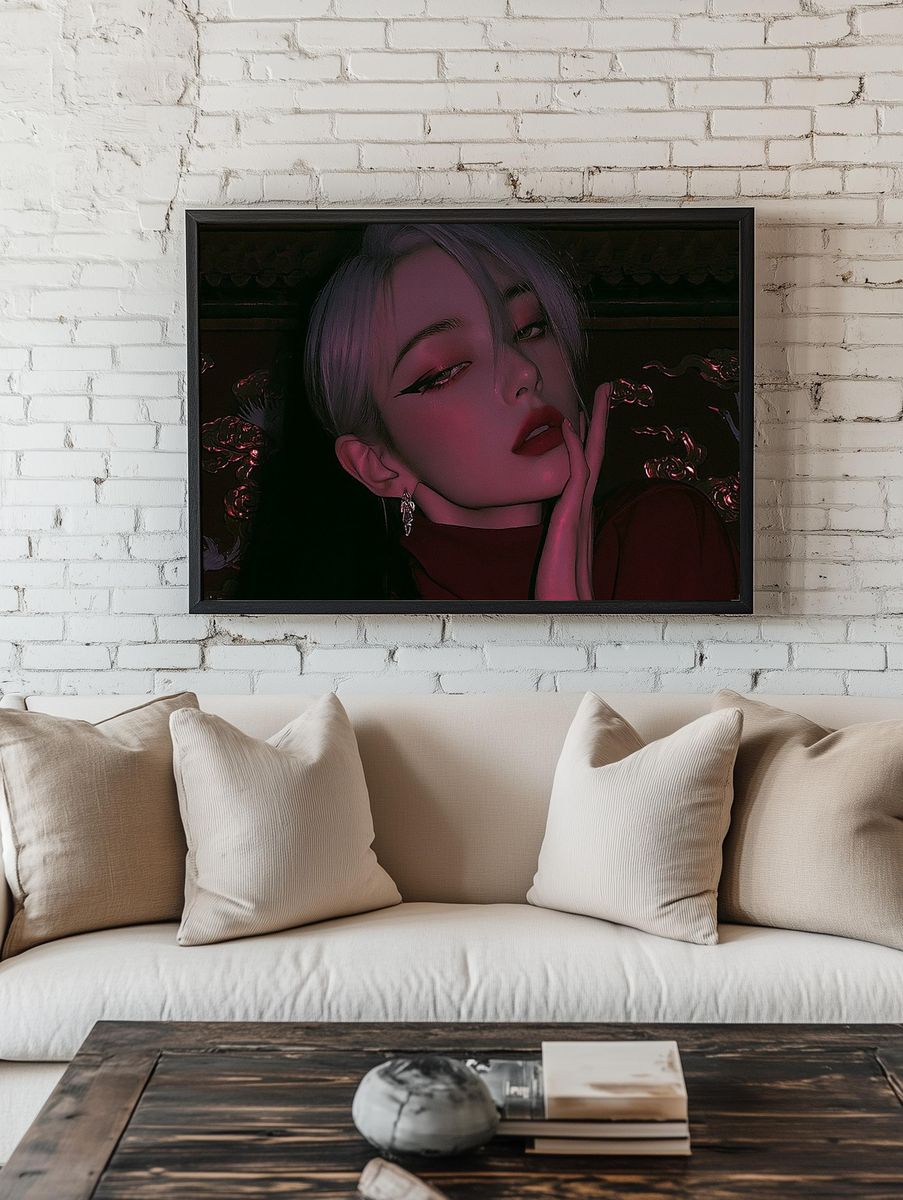 Glamorous Anime Portrait Poster. room preview