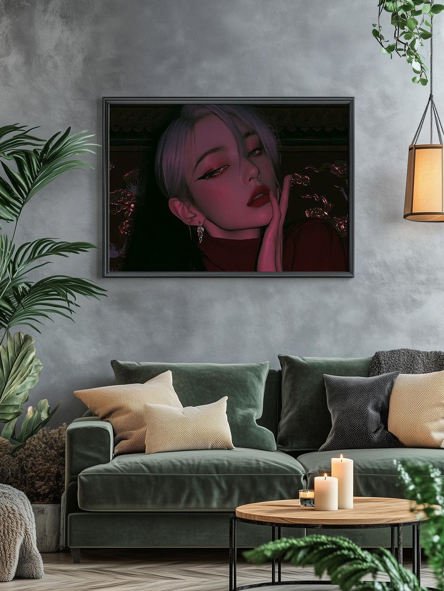 Glamorous Anime Portrait Poster. — room view 4