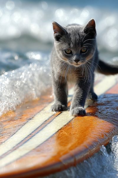 Surfboard Kitten Photography Poster. poster print