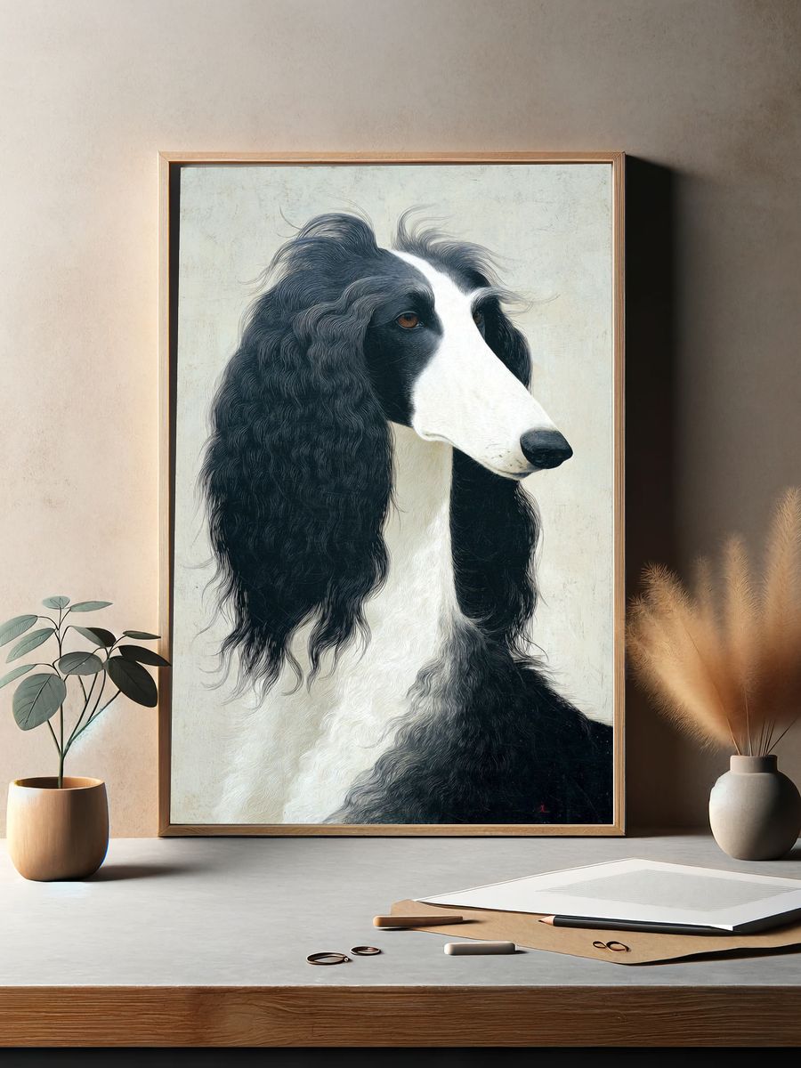 Afghan Hound Portrait Print. — room view 2