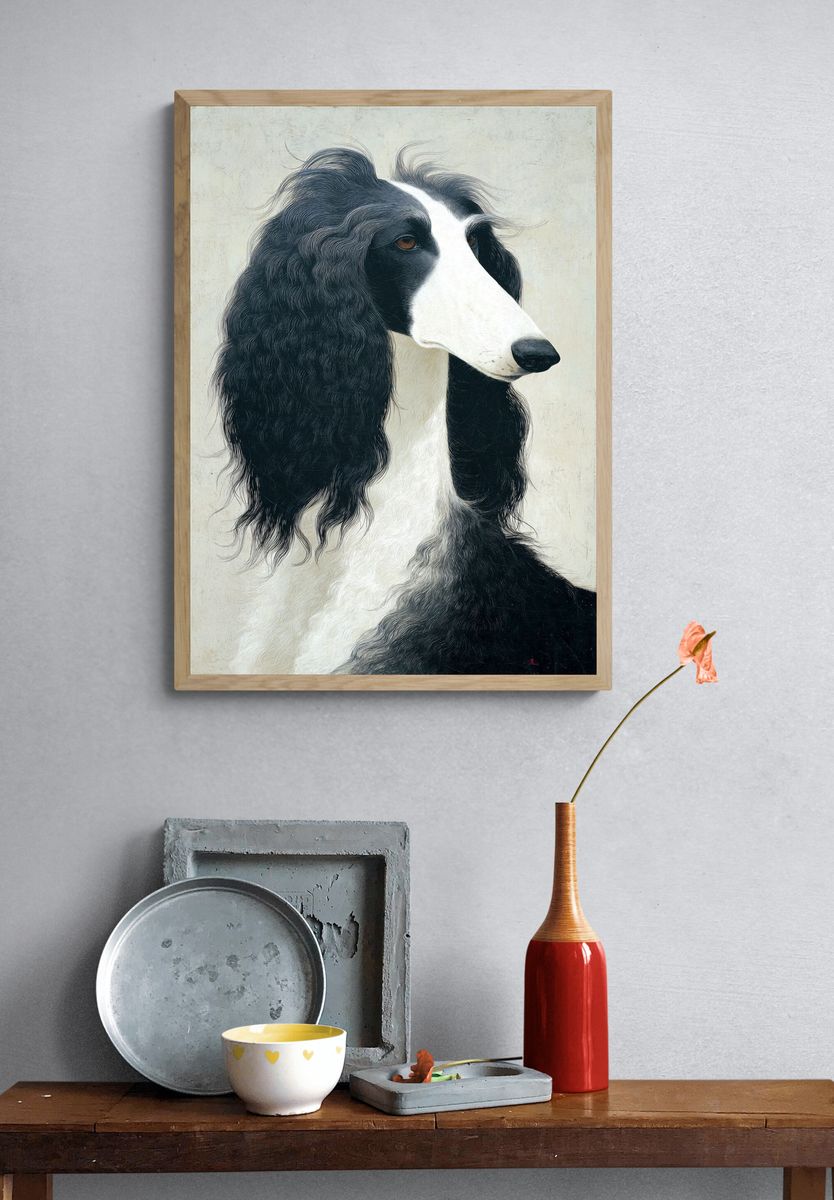 Afghan Hound Portrait Print. — room view 3