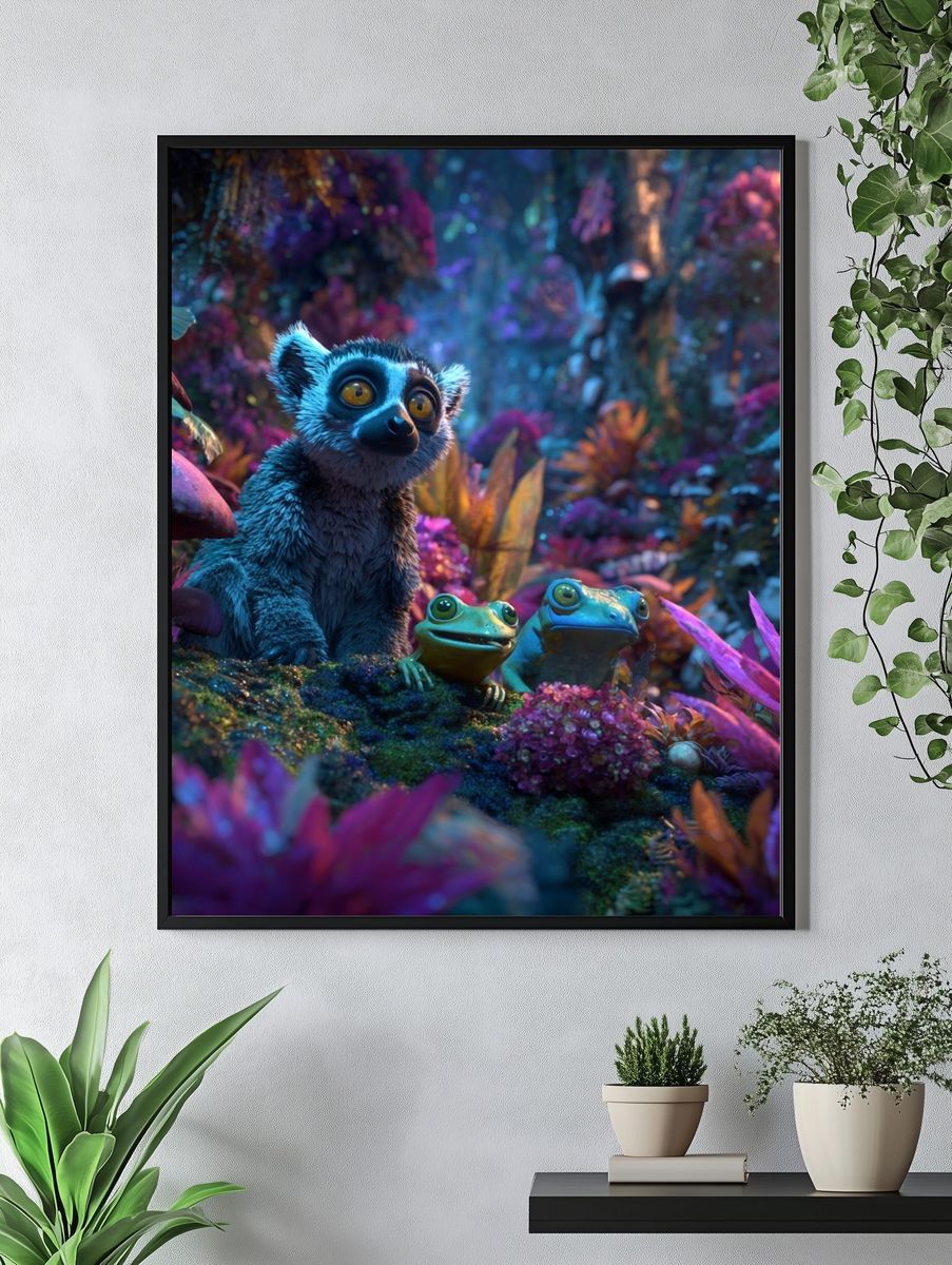 Enchanted Forest Lemur Illustration Poster. — room view 4