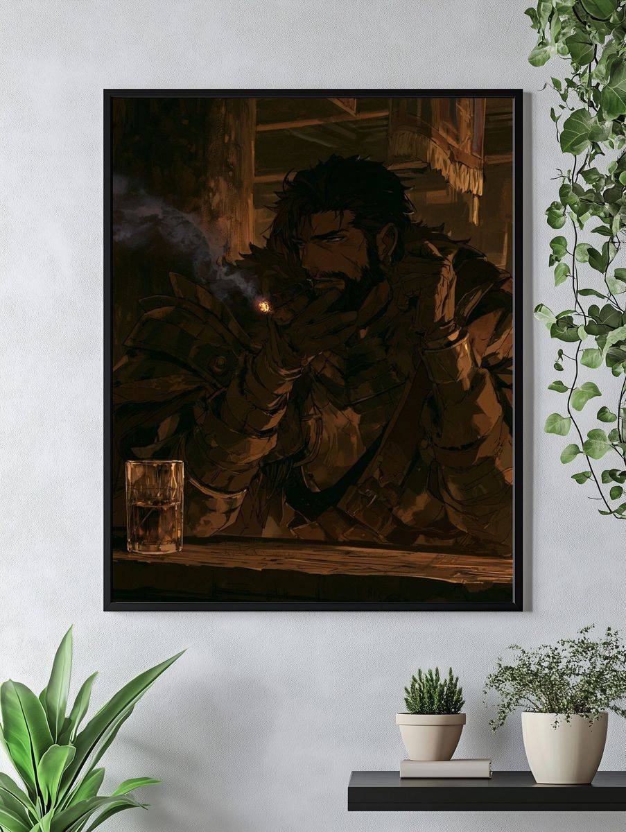 Smoky Cigar Warrior Illustration Print. — room view 4
