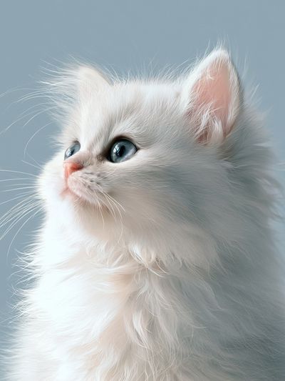 White Kitten Portrait Print. poster