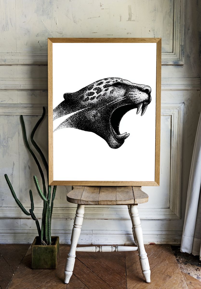 Roaring Panther Ink Poster. — room view 1
