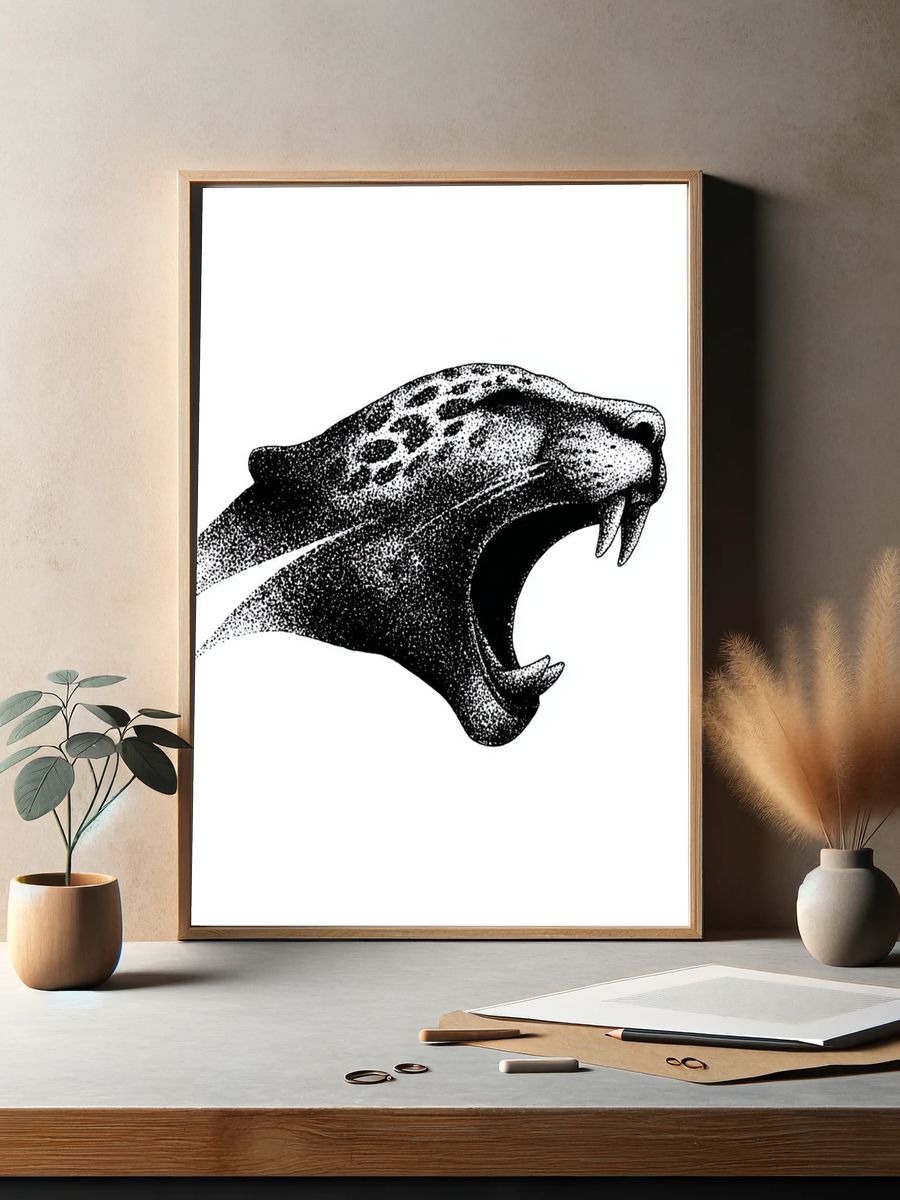 Roaring Panther Ink Poster. — room view 2