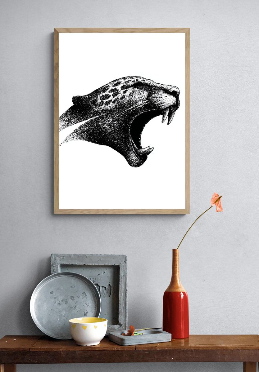Roaring Panther Ink Poster. — room view 3