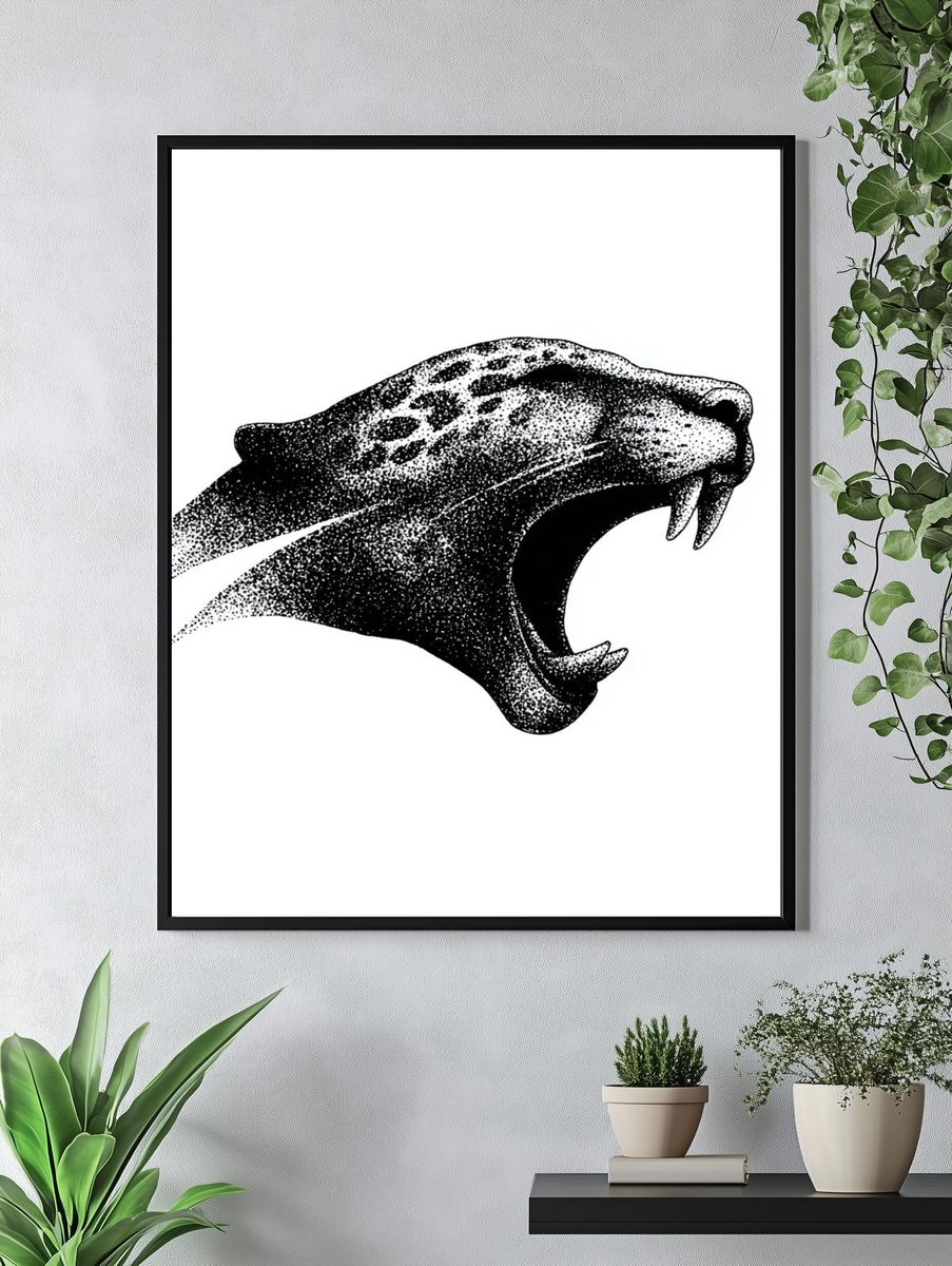 Roaring Panther Ink Poster. — room view 4