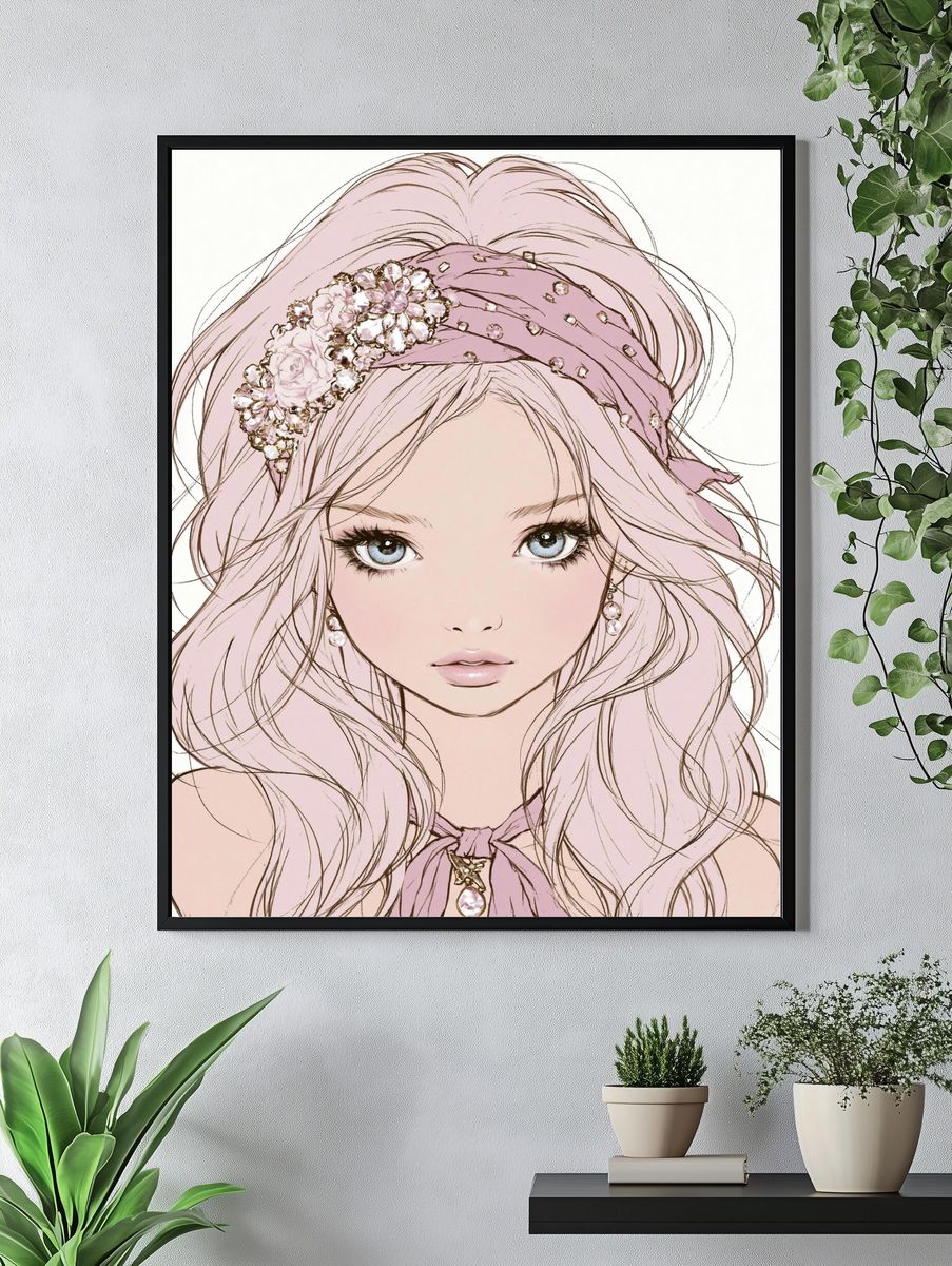 Pastel Princess Portrait Print. — room view 4