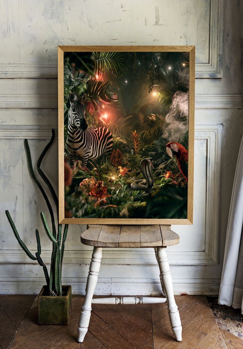 Tropical Jungle Wildlife Poster. — room view 1
