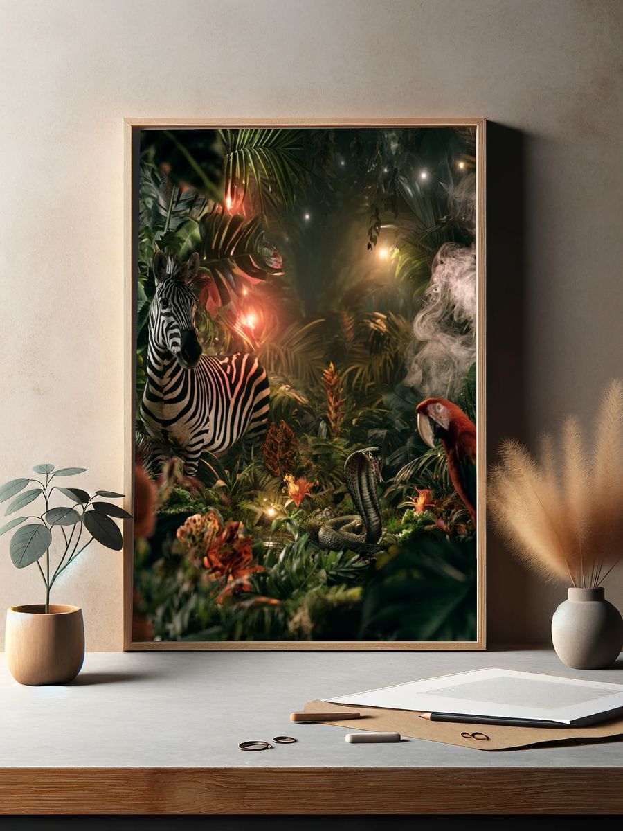 Tropical Jungle Wildlife Poster. — room view 2