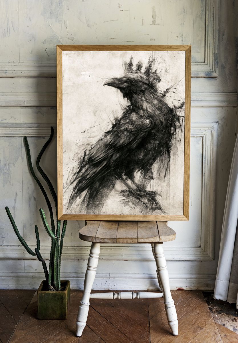 Crowned Raven Ink Poster. — room view 1