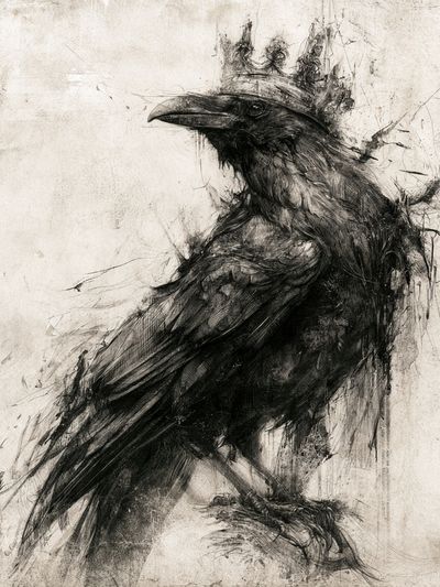 Crowned Raven Ink Poster.