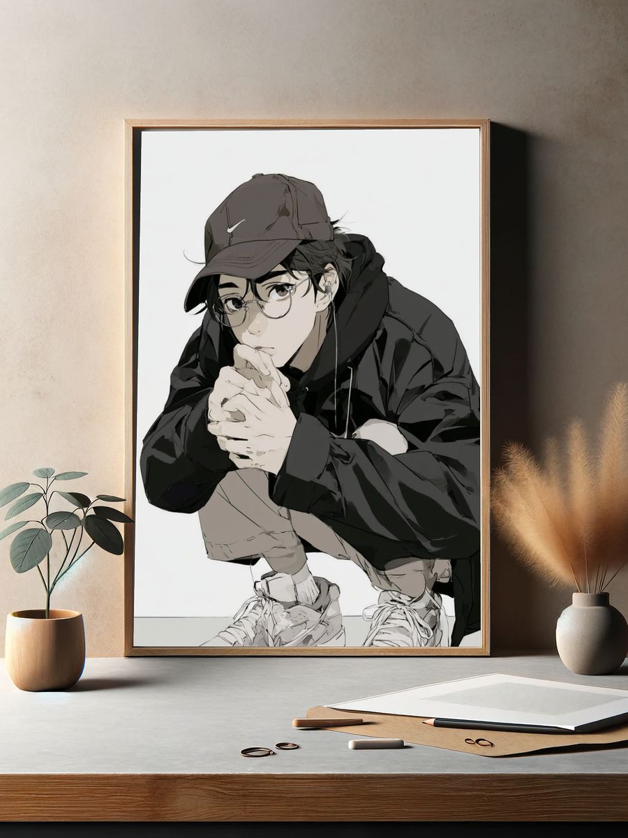 Anime Streetwear Portrait Poster. — room view 2
