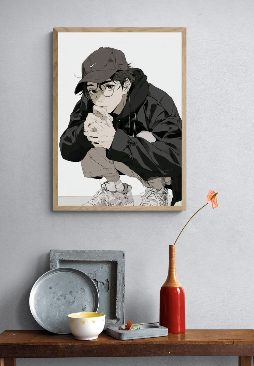 Anime Streetwear Portrait Poster. — room view 3