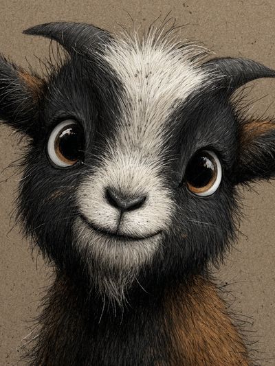 Cute Goat Portrait Illustration Poster. poster