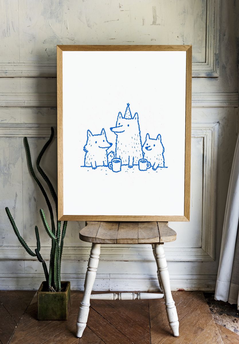 Blue Bear Family Illustration Poster. room preview
