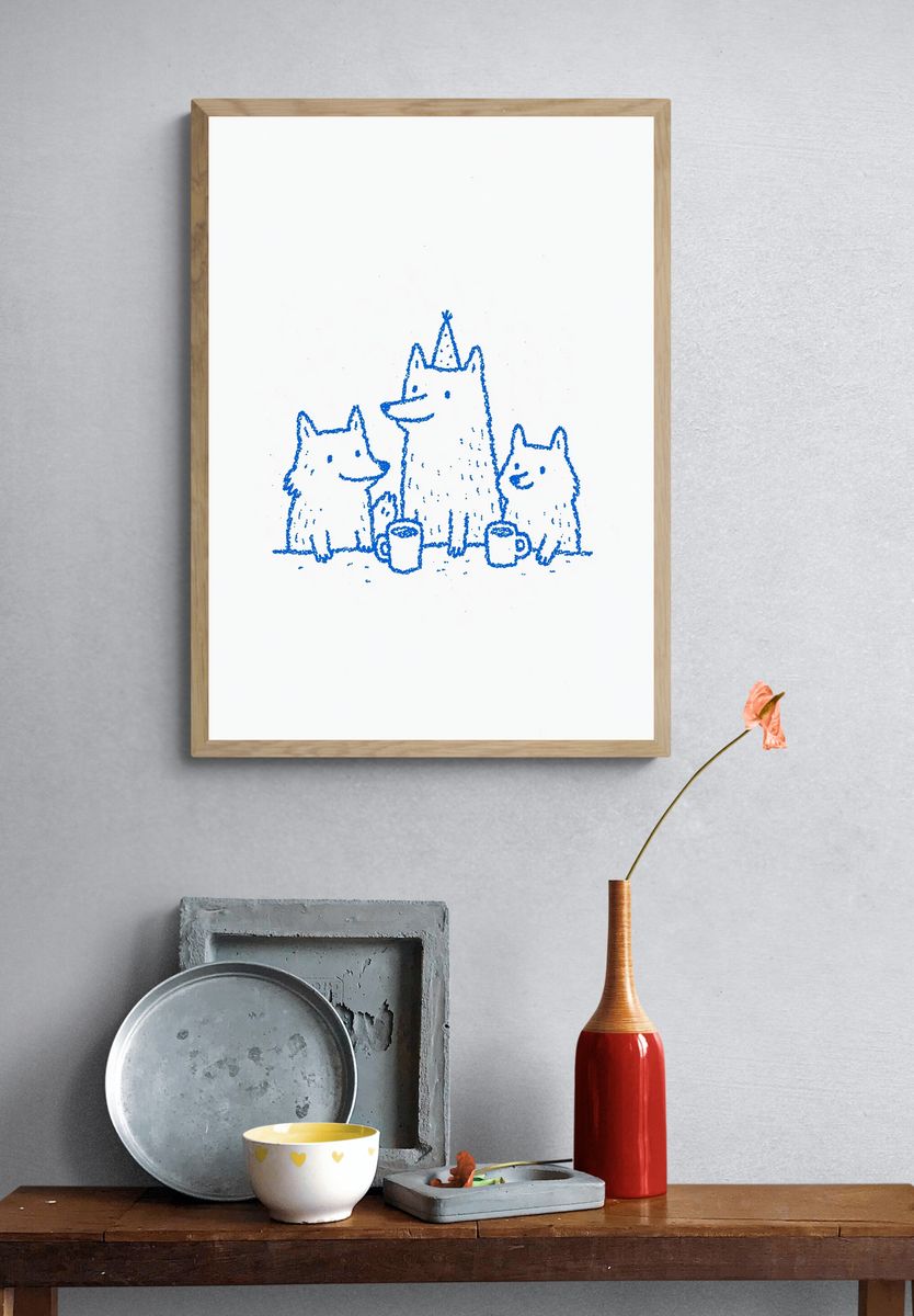 Blue Bear Family Illustration Poster. — room view 3