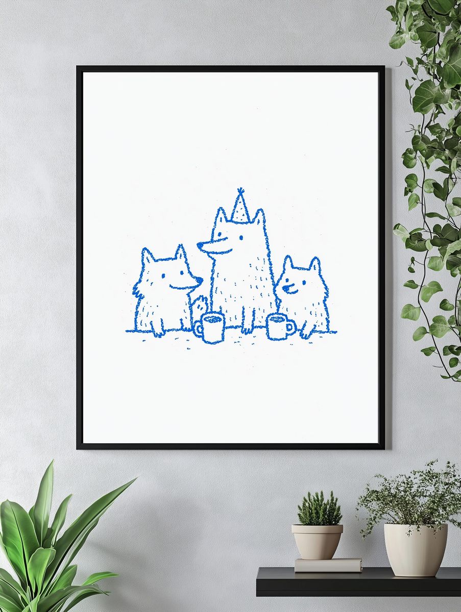 Blue Bear Family Illustration Poster. — room view 4