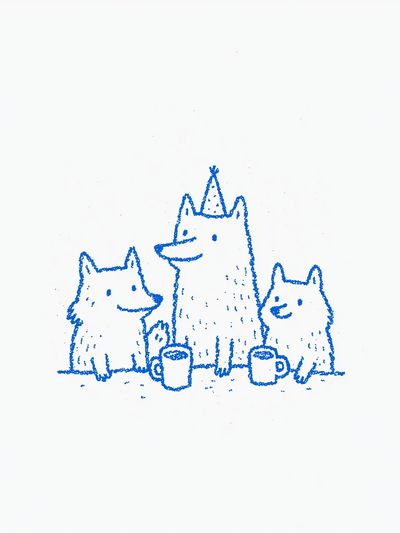 Blue Bear Family Illustration Poster.