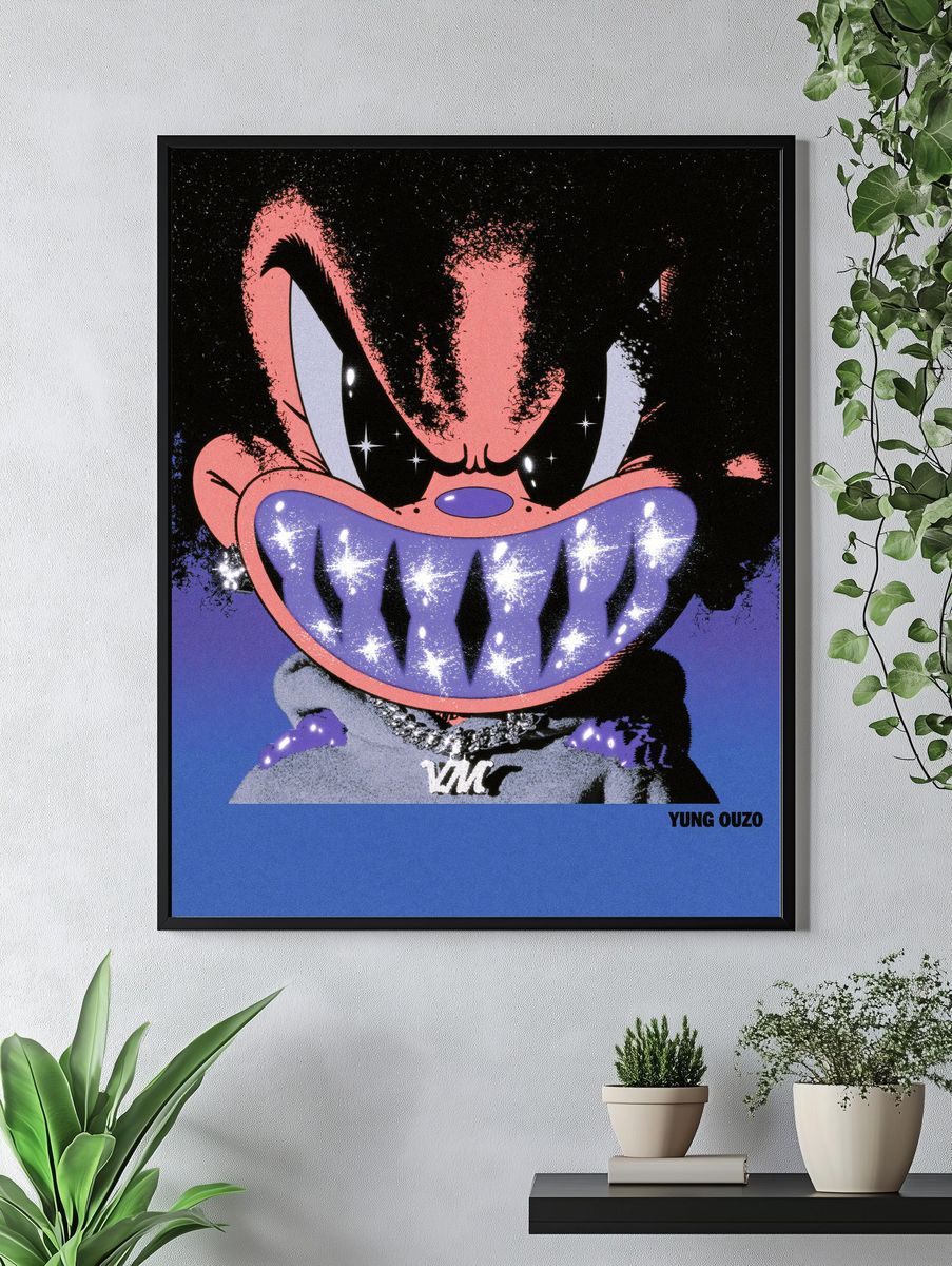 Yung Ouzo Cartoon Portrait Poster. — room view 4