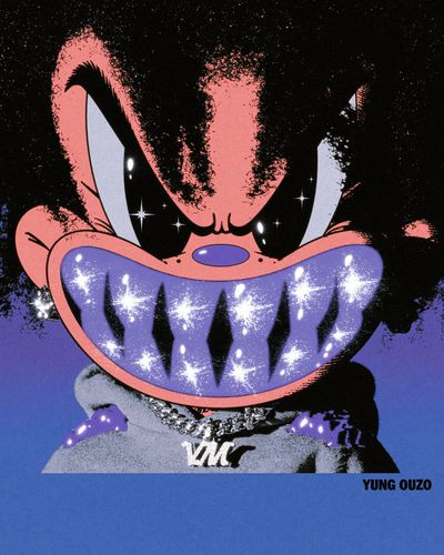 Yung Ouzo Cartoon Portrait Poster. poster