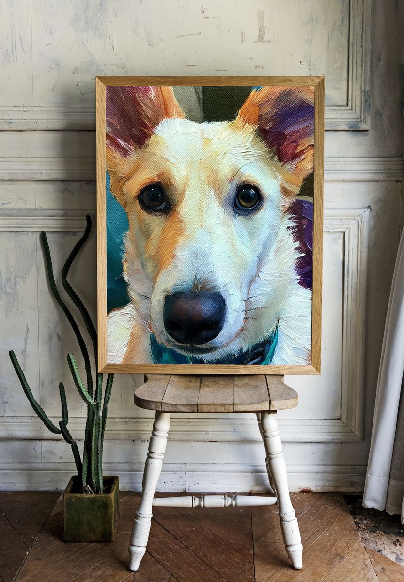 Whimsical Dog Portrait Illustration Poster. room preview