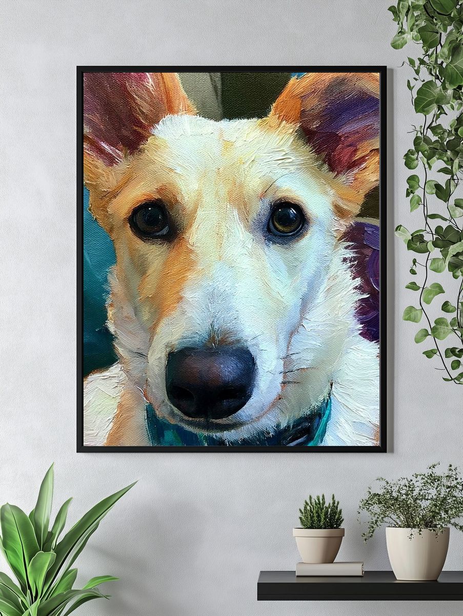 Whimsical Dog Portrait Illustration Poster. — room view 4