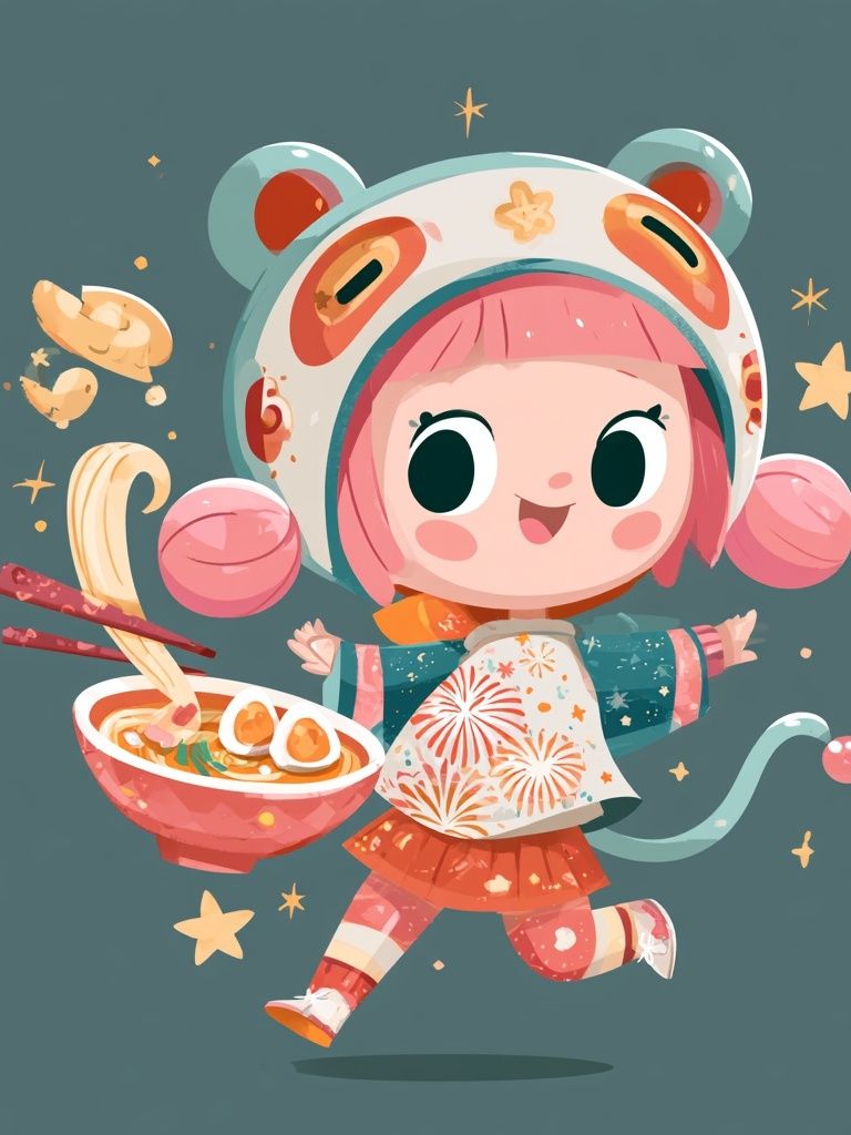 Kawaii Ramen Girl Illustration Poster. poster — anime art