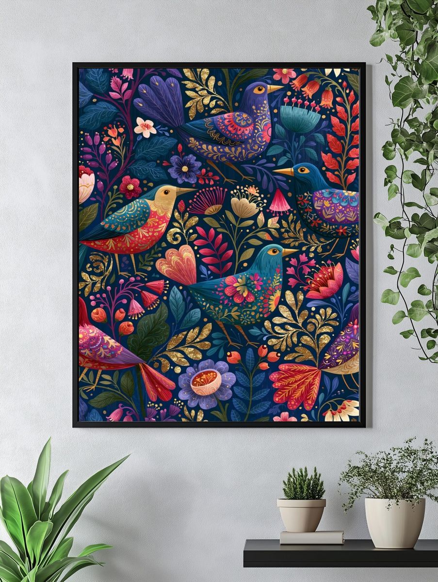 Decorative Birds Botanical Print. — room view 4