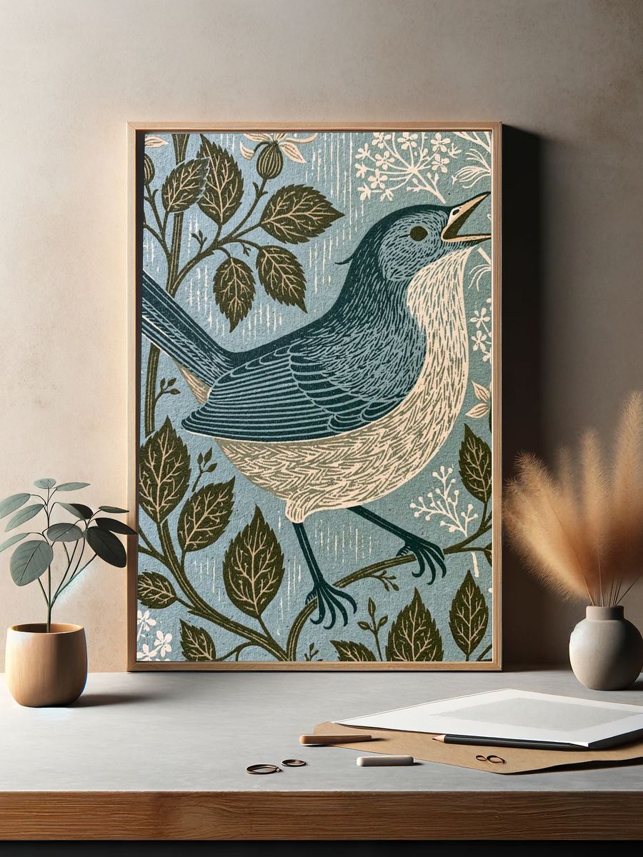 Songbird Botanical Print. — room view 2