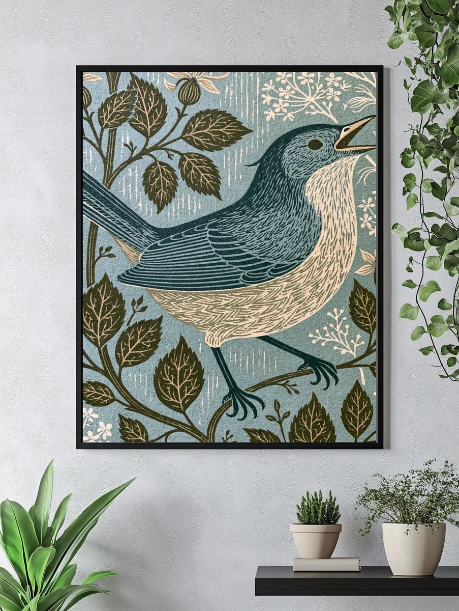 Songbird Botanical Print. — room view 4