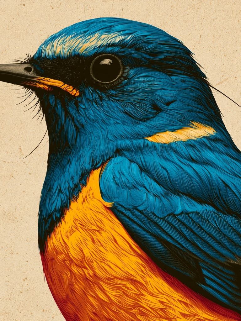 Blue Bird Portrait Print. poster detail