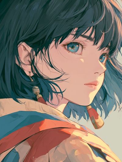 Blue-Haired Anime Portrait Poster.