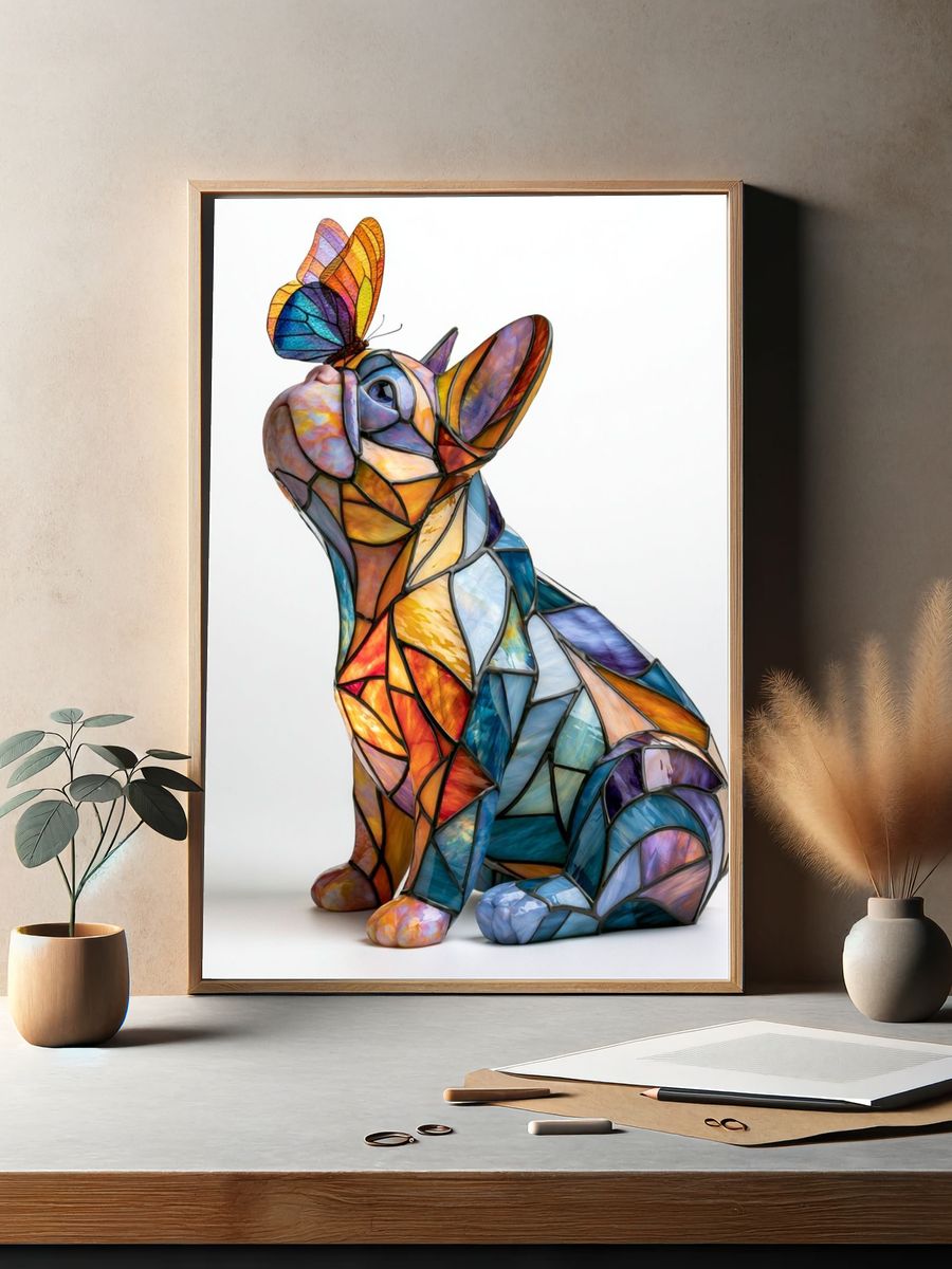 Stained Glass French Bulldog Poster. — room view 2