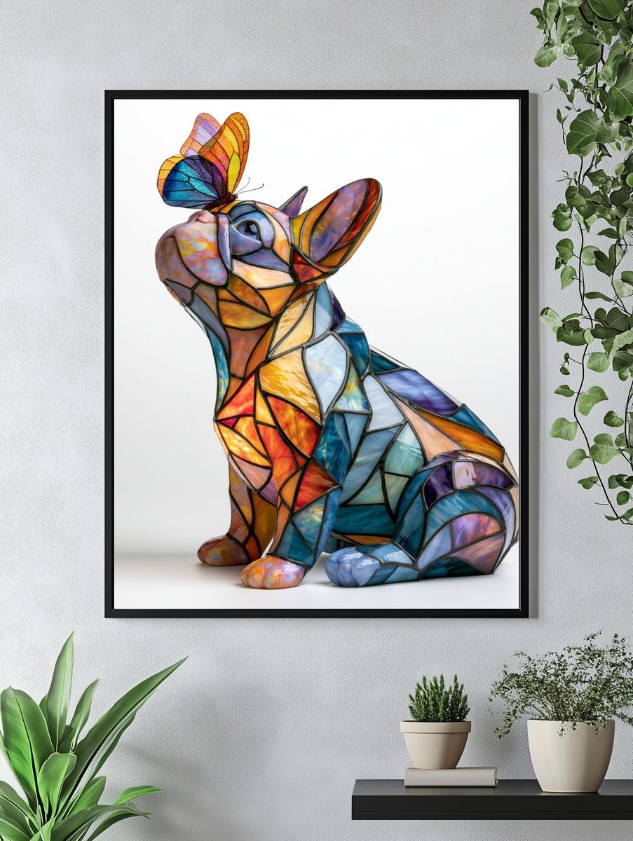 Stained Glass French Bulldog Poster. — room view 4
