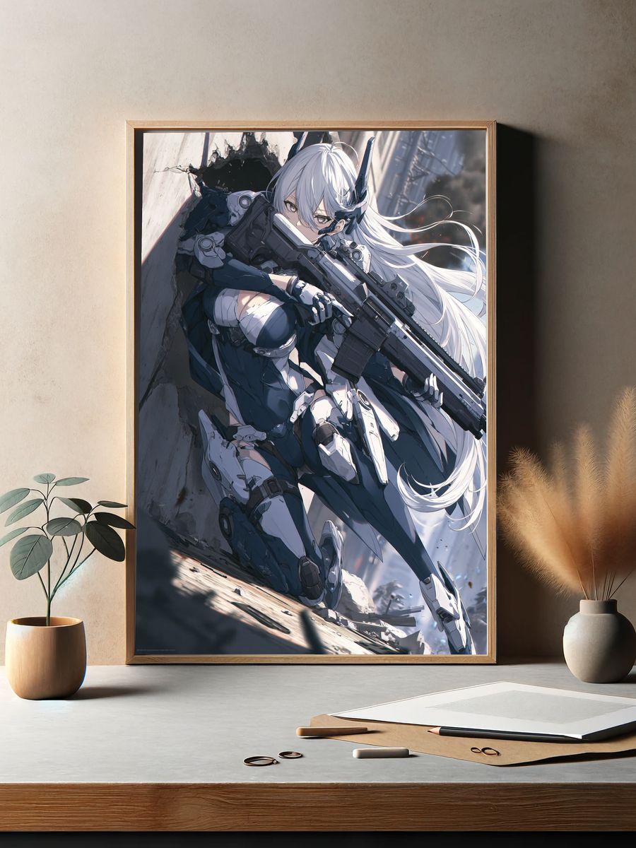 Cybernetic Anime Sniper Poster. — room view 2