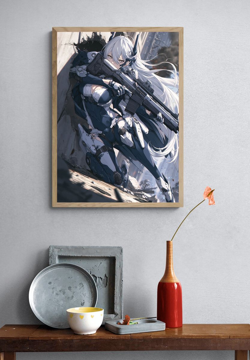 Cybernetic Anime Sniper Poster. — room view 3
