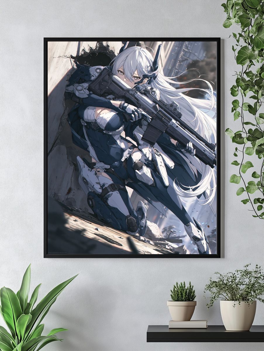 Cybernetic Anime Sniper Poster. — room view 4