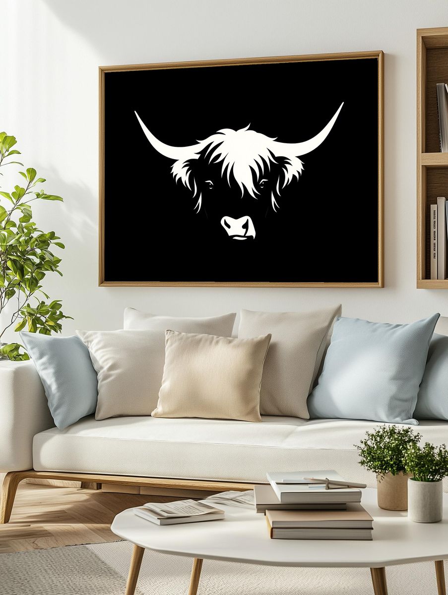 Highland Cow Minimalist Print. — room view 2