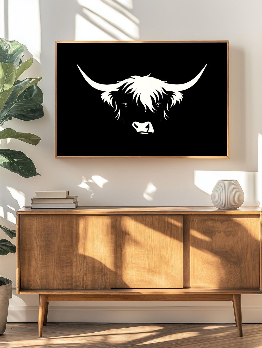 Highland Cow Minimalist Print. — room view 3