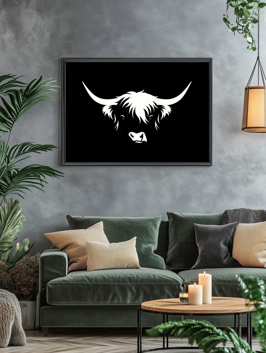 Highland Cow Minimalist Print. — room view 4
